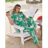 image:imageSWOMOG Women Pajama Sets TwoPiece Nightwear Short Sleeve Sleepwear Button Down Pj Lounge Sets with Long PantsPink Leaves