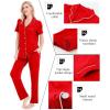 image:imageSWOMOG Women Pajama Sets TwoPiece Nightwear Short Sleeve Sleepwear Button Down Pj Lounge Sets with Long PantsRed
