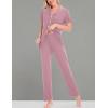 image:imageSWOMOG Women Pajama Sets TwoPiece Nightwear Short Sleeve Sleepwear Button Down Pj Lounge Sets with Long PantsTaro Purple