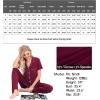 image:imageSWOMOG Women Pajama Sets TwoPiece Nightwear Short Sleeve Sleepwear Button Down Pj Lounge Sets with Long PantsWine Red