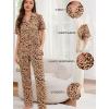 image:imageSWOMOG Women Pajama Sets TwoPiece Nightwear Short Sleeve Sleepwear Button Down Pj Lounge Sets with Long PantsZsolid Black Leopard