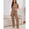 image:imageSWOMOG Women Pajama Sets TwoPiece Nightwear Short Sleeve Sleepwear Button Down Pj Lounge Sets with Long PantsZsolid Black Leopard