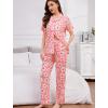 image:imageSWOMOG Women Pajama Sets TwoPiece Nightwear Short Sleeve Sleepwear Button Down Pj Lounge Sets with Long PantsZsolid Peach Flower