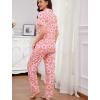 image:imageSWOMOG Women Pajama Sets TwoPiece Nightwear Short Sleeve Sleepwear Button Down Pj Lounge Sets with Long PantsZsolid Peach Flower