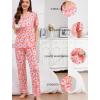 image:imageSWOMOG Women Pajama Sets TwoPiece Nightwear Short Sleeve Sleepwear Button Down Pj Lounge Sets with Long PantsZsolid Peach Flower