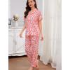 image:imageSWOMOG Women Pajama Sets TwoPiece Nightwear Short Sleeve Sleepwear Button Down Pj Lounge Sets with Long PantsZsolid Peach Flower