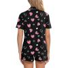 image:imageSWOMOG Womens Button Down Pajamas Set Short Sleeve Sleepwear Bride Soft Pj Lounge Sets XS3XLBlack Pink Heart