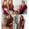 image:imageSWOMOG Womens Button Down Pajamas Set Short Sleeve Sleepwear Bride Soft Pj Lounge Sets XS3XLDeep Wine Red