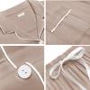 image:imageSWOMOG Womens Button Down Pajamas Set Short Sleeve Sleepwear Bride Soft Pj Lounge Sets XS3XLEcru