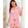 image:imageSWOMOG Womens Button Down Pajamas Set Short Sleeve Sleepwear Bride Soft Pj Lounge Sets XS3XLPink Floral