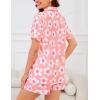image:imageSWOMOG Womens Button Down Pajamas Set Short Sleeve Sleepwear Bride Soft Pj Lounge Sets XS3XLPink Floral