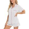 image:imageSWOMOG Womens Button Down Pajamas Set Short Sleeve Sleepwear Bride Soft Pj Lounge Sets XS3XLPink Polka Dot Hearts