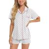 image:imageSWOMOG Womens Button Down Pajamas Set Short Sleeve Sleepwear Bride Soft Pj Lounge Sets XS3XLPink Polka Dot Hearts