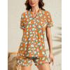image:imageSWOMOG Womens Button Down Pajamas Set Short Sleeve Sleepwear Bride Soft Pj Lounge Sets XS3XLZorange Leopard