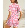 image:imageSWOMOG Womens Button Down Pajamas Set Short Sleeve Sleepwear Bride Soft Pj Lounge Sets XS3XLZpeach Flower