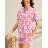 image:imageSWOMOG Womens Button Down Pajamas Set Short Sleeve Sleepwear Bride Soft Pj Lounge Sets XS3XLZpeach Flower