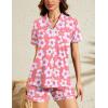image:imageSWOMOG Womens Button Down Pajamas Set Short Sleeve Sleepwear Bride Soft Pj Lounge Sets XS3XLZpeach Flower
