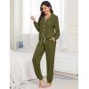 image:imageSWOMOG Womens Pajamas Set Long Sleeve Sleepwear Button Down Nightwear Soft Joggers PJs Sets with Pockets Lounge SetsArmy Green