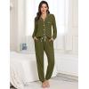 image:imageSWOMOG Womens Pajamas Set Long Sleeve Sleepwear Button Down Nightwear Soft Joggers PJs Sets with Pockets Lounge SetsArmy Green