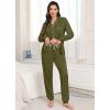 image:imageSWOMOG Womens Pajamas Set Long Sleeve Sleepwear Button Down Nightwear Soft Joggers PJs Sets with Pockets Lounge SetsArmy Green