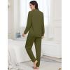 image:imageSWOMOG Womens Pajamas Set Long Sleeve Sleepwear Button Down Nightwear Soft Joggers PJs Sets with Pockets Lounge SetsArmy Green