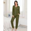 image:imageSWOMOG Womens Pajamas Set Long Sleeve Sleepwear Button Down Nightwear Soft Joggers PJs Sets with Pockets Lounge SetsArmy Green