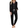 image:imageSWOMOG Womens Pajamas Set Long Sleeve Sleepwear Button Down Nightwear Soft Joggers PJs Sets with Pockets Lounge SetsBlack