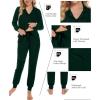 image:imageSWOMOG Womens Pajamas Set Long Sleeve Sleepwear Button Down Nightwear Soft Joggers PJs Sets with Pockets Lounge SetsGreen