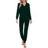 image:imageSWOMOG Womens Pajamas Set Long Sleeve Sleepwear Button Down Nightwear Soft Joggers PJs Sets with Pockets Lounge SetsGreen