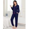 image:imageSWOMOG Womens Pajamas Set Long Sleeve Sleepwear Button Down Nightwear Soft Joggers PJs Sets with Pockets Lounge SetsNavy Blue