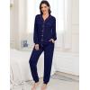 image:imageSWOMOG Womens Pajamas Set Long Sleeve Sleepwear Button Down Nightwear Soft Joggers PJs Sets with Pockets Lounge SetsNavy Blue