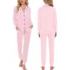 image:imageSWOMOG Womens Pajamas Set Long Sleeve Sleepwear Button Down Nightwear Soft Joggers PJs Sets with Pockets Lounge SetsPink