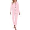 image:imageSWOMOG Womens Pajamas Set Long Sleeve Sleepwear Button Down Nightwear Soft Joggers PJs Sets with Pockets Lounge SetsPink