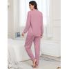 image:imageSWOMOG Womens Pajamas Set Long Sleeve Sleepwear Button Down Nightwear Soft Joggers PJs Sets with Pockets Lounge SetsTaro Purple