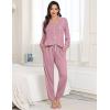 image:imageSWOMOG Womens Pajamas Set Long Sleeve Sleepwear Button Down Nightwear Soft Joggers PJs Sets with Pockets Lounge SetsTaro Purple