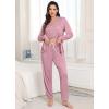 image:imageSWOMOG Womens Pajamas Set Long Sleeve Sleepwear Button Down Nightwear Soft Joggers PJs Sets with Pockets Lounge SetsTaro Purple