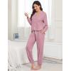 image:imageSWOMOG Womens Pajamas Set Long Sleeve Sleepwear Button Down Nightwear Soft Joggers PJs Sets with Pockets Lounge SetsTaro Purple