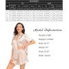 image:imageSWOMOG Womens Silk Satin Pajamas Set Short Sleeve Button Down Sleepwear Ruffle Hem Shorts PJ Sets TwoPiece LoungewearAchampagne