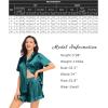 image:imageSWOMOG Womens Silk Satin Pajamas Set Short Sleeve Button Down Sleepwear Ruffle Hem Shorts PJ Sets TwoPiece LoungewearGreen