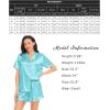 image:imageSWOMOG Womens Silk Satin Pajamas Set Short Sleeve Button Down Sleepwear Ruffle Hem Shorts PJ Sets TwoPiece LoungewearLight Blue