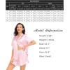 image:imageSWOMOG Womens Silk Satin Pajamas Set Short Sleeve Button Down Sleepwear Ruffle Hem Shorts PJ Sets TwoPiece LoungewearPink