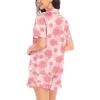 image:imageSWOMOG Womens Silk Satin Pajamas Set Short Sleeve Button Down Sleepwear Ruffle Hem Shorts PJ Sets TwoPiece LoungewearPink Rose Floral