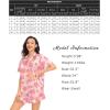 image:imageSWOMOG Womens Silk Satin Pajamas Set Short Sleeve Button Down Sleepwear Ruffle Hem Shorts PJ Sets TwoPiece LoungewearPink Rose Floral