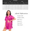 image:imageSWOMOG Womens Silk Satin Pajamas Set Short Sleeve Button Down Sleepwear Ruffle Hem Shorts PJ Sets TwoPiece LoungewearRose Red