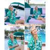 image:imageSWOMOG Womens Silk Satin Pajamas Set Short Sleeve Button Down Sleepwear Ruffle Hem Shorts PJ Sets TwoPiece LoungewearWhite Leaves