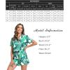 image:imageSWOMOG Womens Silk Satin Pajamas Set Short Sleeve Button Down Sleepwear Ruffle Hem Shorts PJ Sets TwoPiece LoungewearWhite Leaves