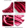 image:imageSWOMOG Womens Silk Satin Pants Wide Leg Pajama Bottoms Palazzo Lounge Pants Casual Loose Trousers Pj with PocketsRed