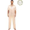 image:imageSWOMOG Matching Pajamas for Couples Satin Short Sleeve Sleepwear WomenMen Silk Soft Button Down Nightwear 2 Pcs LoungewearChampagne