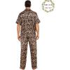 image:imageSWOMOG Matching Pajamas for Couples Satin Short Sleeve Sleepwear WomenMen Silk Soft Button Down Nightwear 2 Pcs LoungewearLeopard