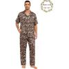 image:imageSWOMOG Matching Pajamas for Couples Satin Short Sleeve Sleepwear WomenMen Silk Soft Button Down Nightwear 2 Pcs LoungewearLeopard